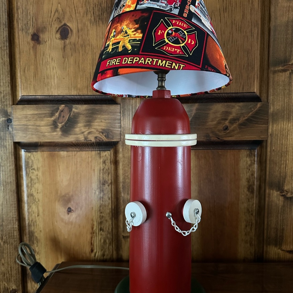 Fire Department Themed Red Lantern Lamp